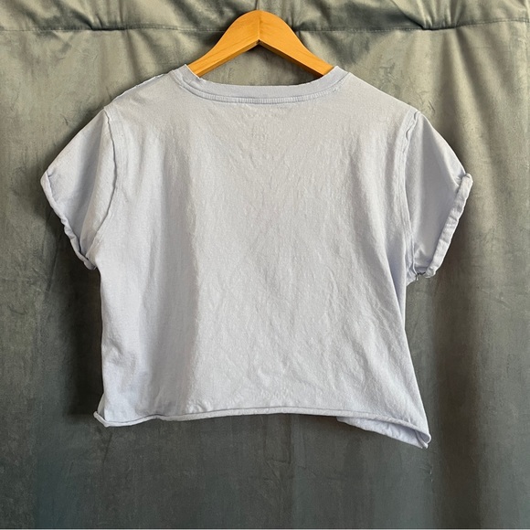 Free People We The Free The Perfect Tee Light Blue Casual Cotton Cropped Basic - Picture 5 of 11